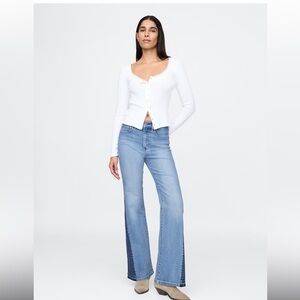 Gap High Rise Patched '70s Flare Jeans size 14/32R S